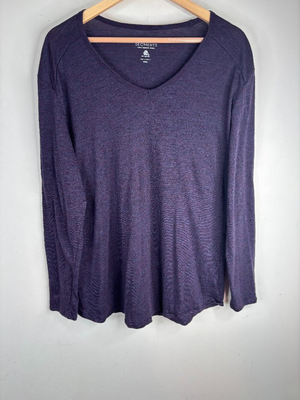 Segments 100% Merino Wool Base Layer Top XXL Purple Long Sleeve Hiking Ski Gorp